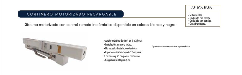 Cortinero Motorizado Recargable marca Avant