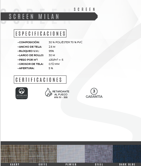 Enrollable Linea Screen Milan