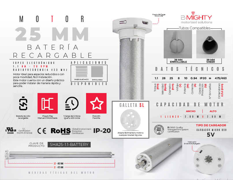 Motor inalámbrico 25 mm Marca B MIGHTY
