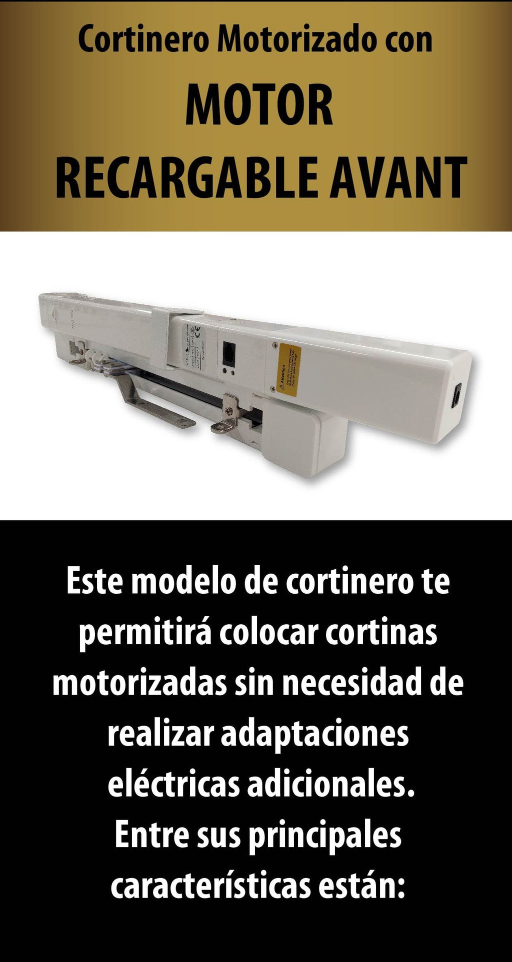 Cortinero Motorizado Recargable marca Avant
