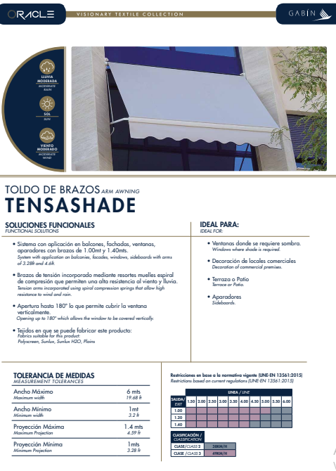 Toldo Tenshade Retráctil 90 grados